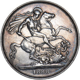 1888 Crown - Victoria British Silver Coin - Nice