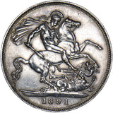 1891 Crown - Victoria British Silver Coin - Nice