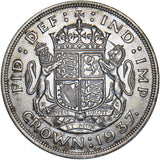 1937 Crown - George VI British Silver Coin - Superb