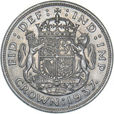 1937 Crown - George VI British Silver Coin - Very Nice