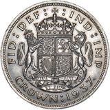 1937 Crown - George VI British Silver Coin - Very Nice