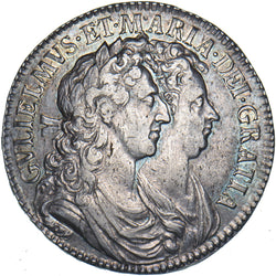 1689 Halfcrown - William & Mary British Silver Coin - Very Nice