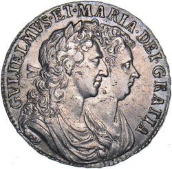 1689 Halfcrown - William & Mary British Silver Coin - Very Nice