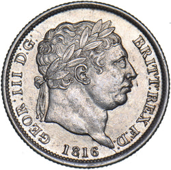 1816 Shilling - George III British Silver Coin - Very Nice