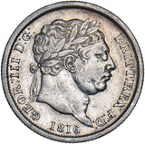 1816 Shilling - George III British Silver Coin - Nice