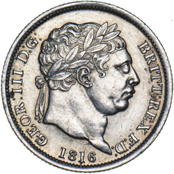 1816 Shilling - George III British Silver Coin - Very Nice