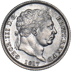 1817 Shilling - George III British Silver Coin - Very Nice
