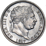 1817 Shilling - George III British Silver Coin - Very Nice