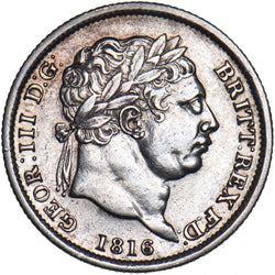 1816 Shilling - George III British Silver Coin - Nice