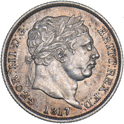1817 Shilling (High 7) - George III British Silver Coin - Very Nice