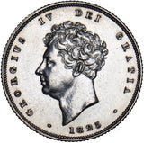 1825 Shilling (Bare Head) - George IV British Silver Coin - Very Nice