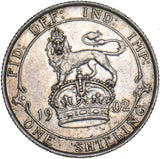 1902 Shilling - Edward VII British Silver Coin - Very Nice