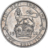 1902 Shilling - Edward VII British Silver Coin - Nice