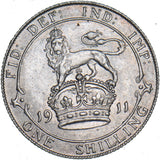 1911 Shilling - George V British Silver Coin - Very Nice