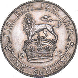 1913 Shilling - George V British Silver Coin - Very Nice