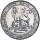 1922 Shilling - George V British Silver Coin - Very Nice