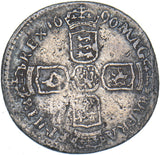 1696 B Sixpence (Bristol Mint) - William III British Silver Coin