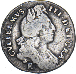 1697 E Sixpence (Exeter Mint) - William III British Silver Coin