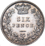 1884 Sixpence - Victoria British Silver Coin - Very Nice