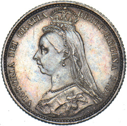 1887 Sixpence - Victoria British Silver Coin - Very Nice