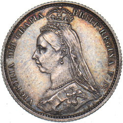 1887 Sixpence (R Over I) - Victoria British Silver Coin - Very Nice
