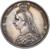 1887 Sixpence (R Over I) - Victoria British Silver Coin - Very Nice