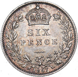 1887 Sixpence - Victoria British Silver Coin - Very Nice