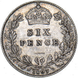 1897 Sixpence - Victoria British Silver Coin - Nice
