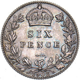 1902 Matt Proof Sixpence - Edward VII British Silver Coin - Very Nice