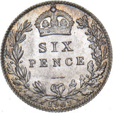 1907 Sixpence - Edward VII British Silver Coin - Superb