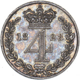 1828 Maundy Fourpence - George IV British Silver Coin - Very Nice