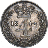 1842 Maundy Fourpence - Victoria British Silver Coin - Very Nice