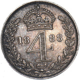 1888 Maundy Fourpence - Victoria British Silver Coin - Very Nice