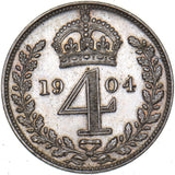 1904 Maundy Fourpence - Edward VII British Silver Coin - Superb