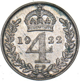 1922 Maundy Fourpence - George V British Silver Coin - Nice
