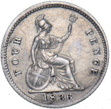1836 Groat (Fourpence) - William IV British Silver Coin - Very Nice
