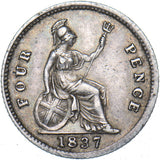 1837 Groat (Fourpence) - William IV British Silver Coin - Nice