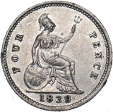 1839 Groat (Fourpence) - Victoria British Silver Coin - Nice