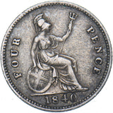 1840 Groat (Fourpence) - Victoria British Silver Coin