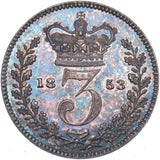 1853 Threepence - Victoria British Silver Coin - Superb