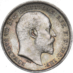 1902 Threepence - Edward VII British Silver Coin - Superb