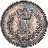 1839 Threehalfpence - Victoria British Silver Coin - Very Nice