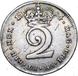 1784 Maundy Twopence - George III British Silver Coin - Nice