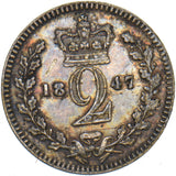 1847 Maundy Twopence - Victoria British Silver Coin - Very Nice
