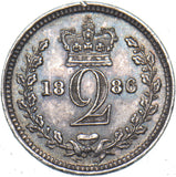1886 Maundy Twopence - Victoria British Silver Coin - Very Nice