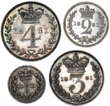 1881 Maundy Set - Victoria British Silver Coins - Very Nice