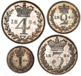 1884 Maundy Set - Victoria British Silver Coins - Superb