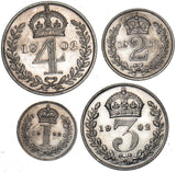 1902 Maundy Set - Edward VII British Silver Coins - Very Nice