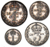 1908 Maundy Set - Edward VII British Silver Coins - Very Nice