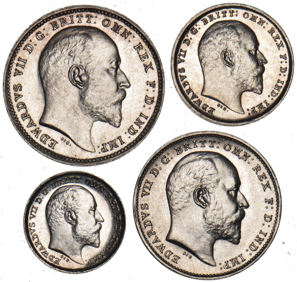 1910 Maundy Set - Edward VII British Silver Coins - Superb
